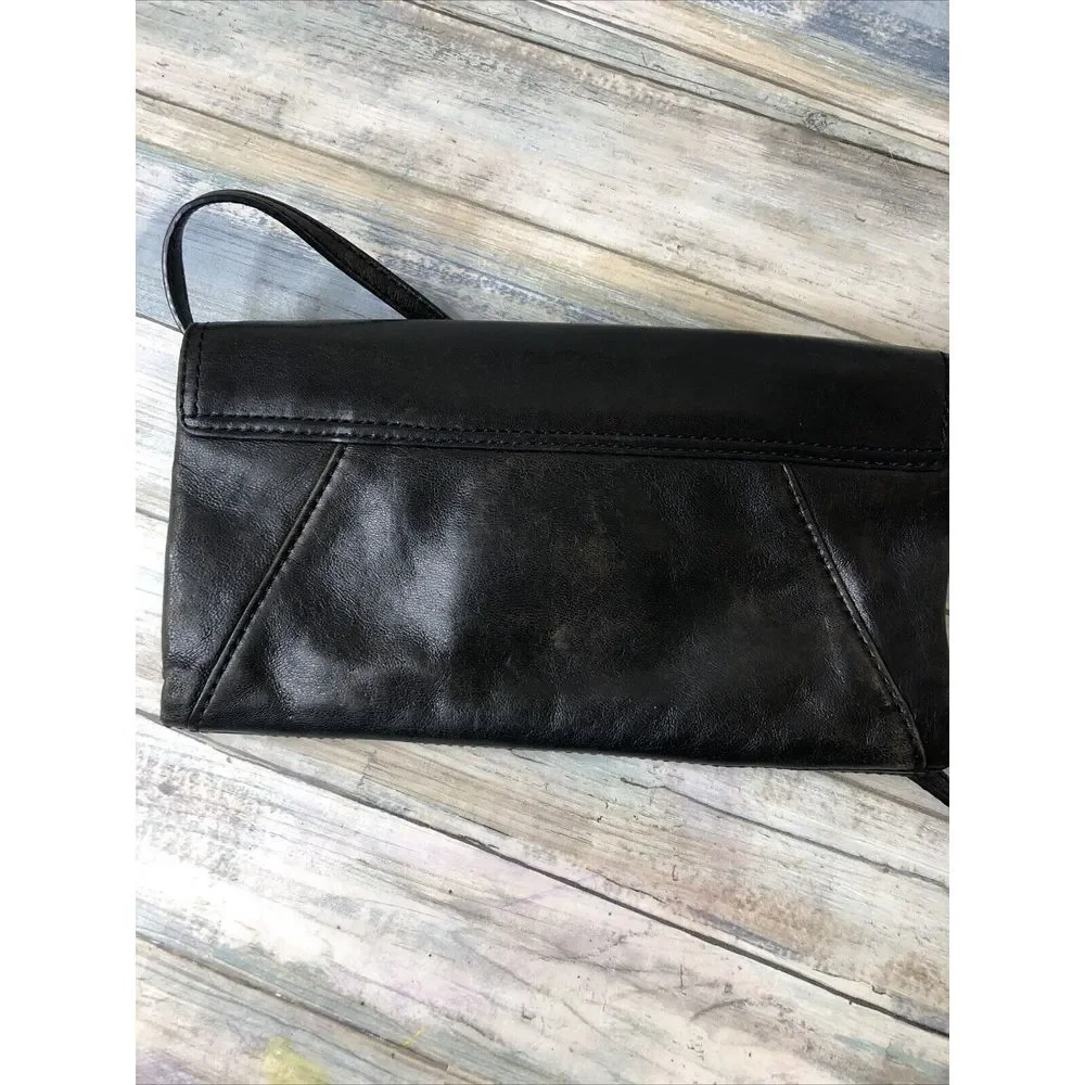 Vintage Michael‎ Kors MK Women Clutch Purse Shoulder Leather Black Preowned - Picture 5 of 10